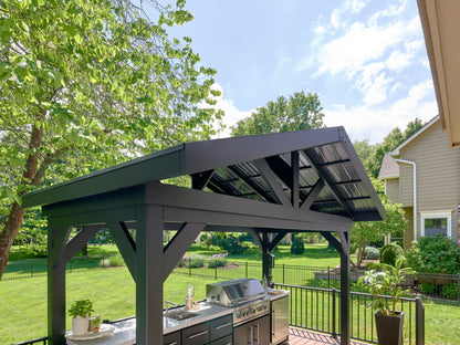 Lancaster | Covered Linear Outdoor Kitchen with Built-In Griddle