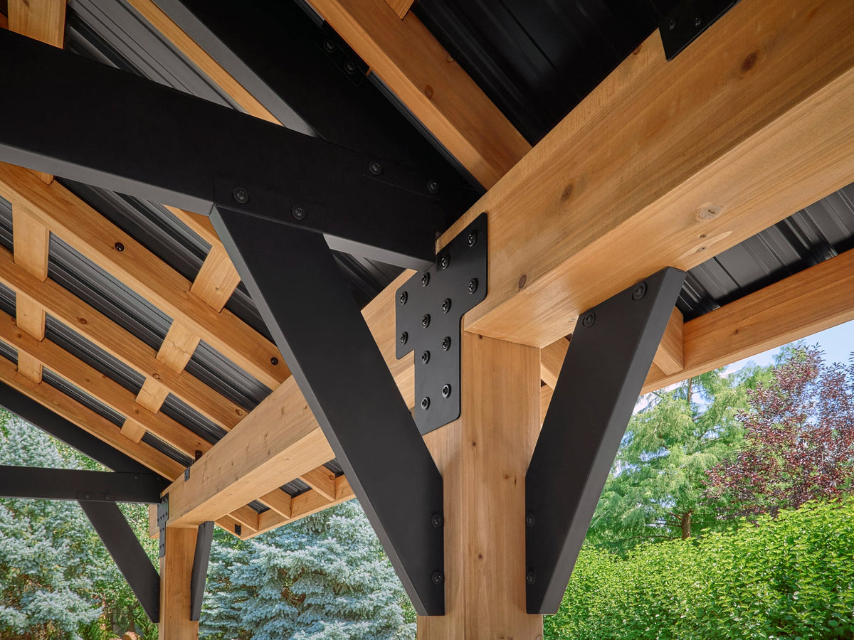 Lodge | 16x14 Cedar and Steel Gazebo with Steel Roof